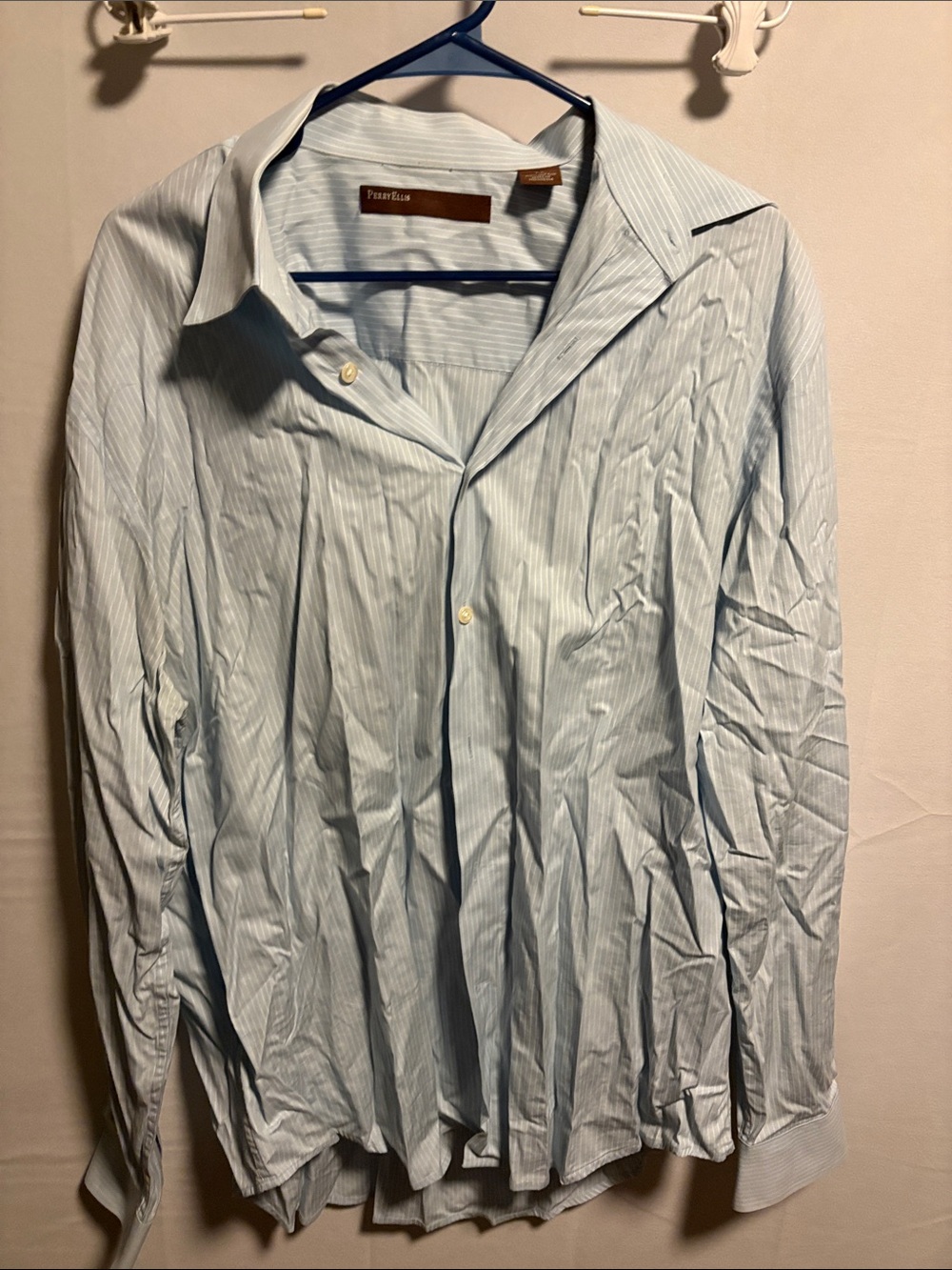 Perry Ellis Light Blue Pinstripe Men's Dress Shirt